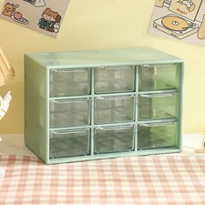 9 Grid Desktop Organizer Drawer Green Transparent Plastic Storage Box for Desk