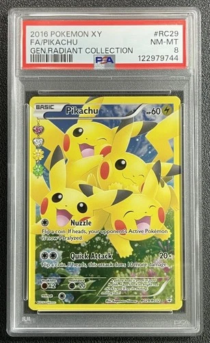 PIKACHU PSA 8 2016 POKEMON GENERATIONS #RC29/RC32 RADIANT COLL FA FULL ART 9744