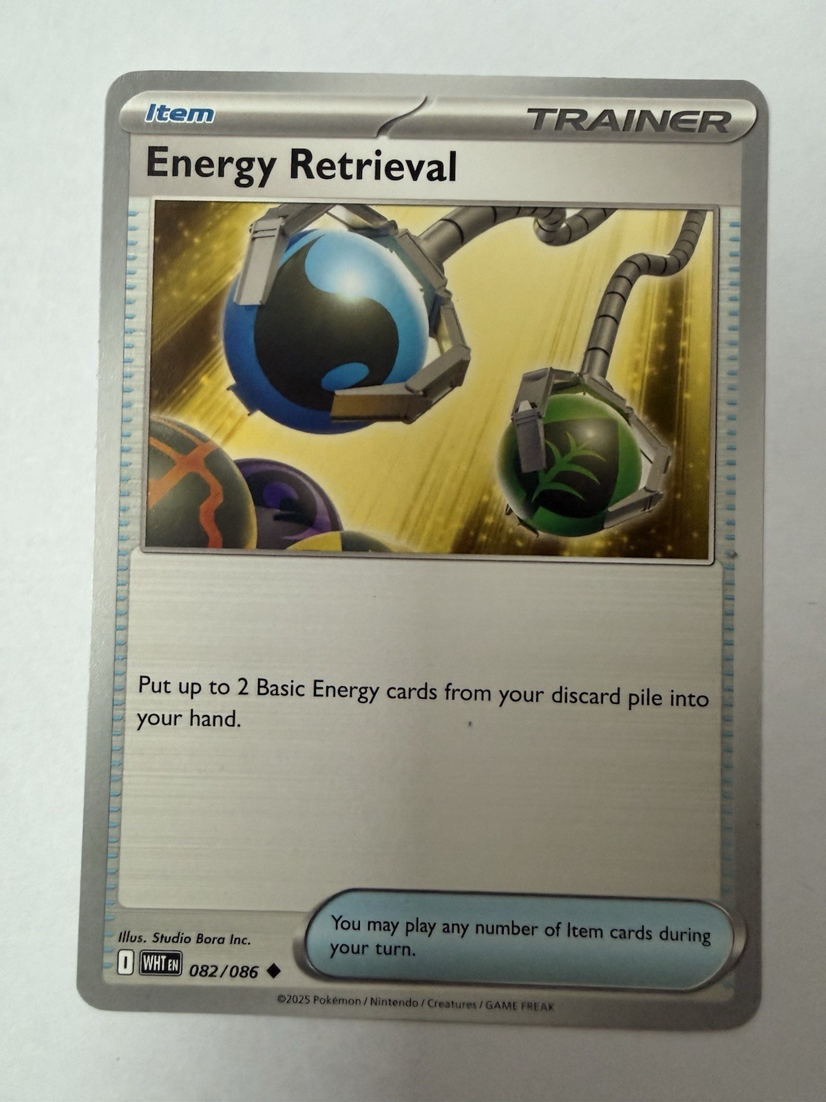 Pokemon Energy Retrieval 082/086 Reverse Holo White Flare NM