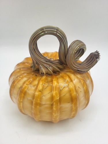 Blown Glass Fall Halloween Thanksgiving Pumpkin Swirl Curly Stem YOU PICK - Picture 7 of 16