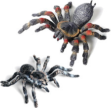 Realistic Fake Spiders, 2Pcs Plastic Spider Toys Figures with Giant Whiteknee Ta