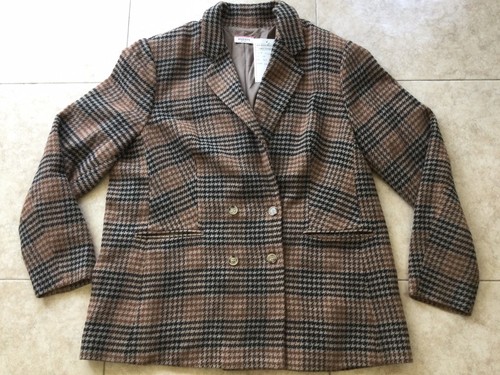 NWT Andree by unit Woman's Double Breasted Brown Houndstooth Jacket/Blazer s 2X - Afbeelding 4 van 24