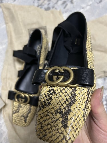 Gucci Double G Interlocking Python Snakeskin Ballet Ballerina Flats Size EU 36.5 - Picture 5 of 8