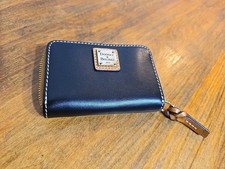 Dooney Bourke Pebble Grain Large Zip Around Credit Card Case Black Color