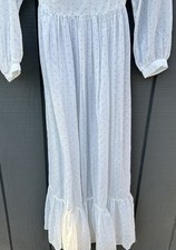 Vintage Gunne Sax Sheer White Swiss Dot Victorian Style Maxi Prairie Dress Sz 7