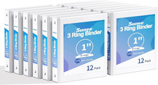 SUNEE 3 Ring Binders 1 Inch 12 Pack, Clear View Binders Bulk Three Ring Pvc-Fre