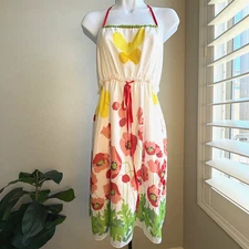 Anthropologie Anna Sui Women’s SM Poppies Halter Backless Lined Dainty Silk Blen