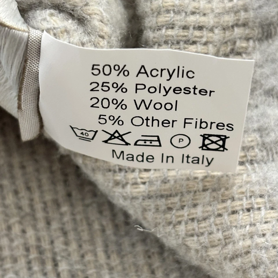 MANIFATTURA LOMBARDA Cobertor Listrado Cinza Malha Mistura de Lã Itália 54” X 68” - Imagem 4 de 4