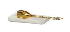 Cal-Mil 23861-126 4.25" x 8.25" x 1"H White Cloud Resin Spoon Holder