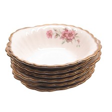 LIMOGES Antique 22K Gold 3K G-F. W. Wild Rose Porcelain SET of 6 Serving Bowls