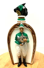 Vintage At The Post by Swank Horse Racing Jockey Whiskey Ceramic Decanter RARE