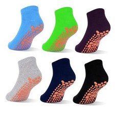 Boys Grip Socks 6 Pairs 6-9 Years 01 Black grey navy blue green dark Purple