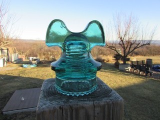 Vintage Aqua Hemingray Mickey Mouse Glass Insulator June 17 1890 May 2 1893