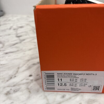 Men's Size 11 Nike ZoomX VaporFly Next% 3 Sail/black Crimson Tint