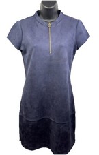 Kensie Women's Knee Length Faux Suede Blue Shift Dress Size 0