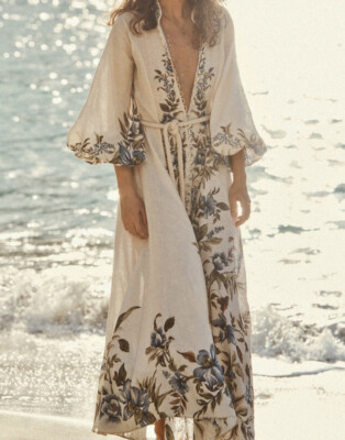 NWT Zimmermann Aliane Billow Midi Maxi Linen Long Dress Khaki Floral AU1 | eBay NWT Zimmermann Aliane Billow Midi Maxi Linen Long Dress Khaki Floral AU1 | eBay
