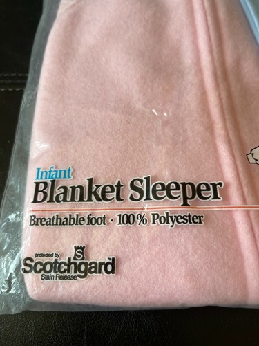 New Vintage Gerber Baby Blanket Sleeper Footie Pajamas 6 Months 18 lbs Pink Blue - Picture 4 of 5