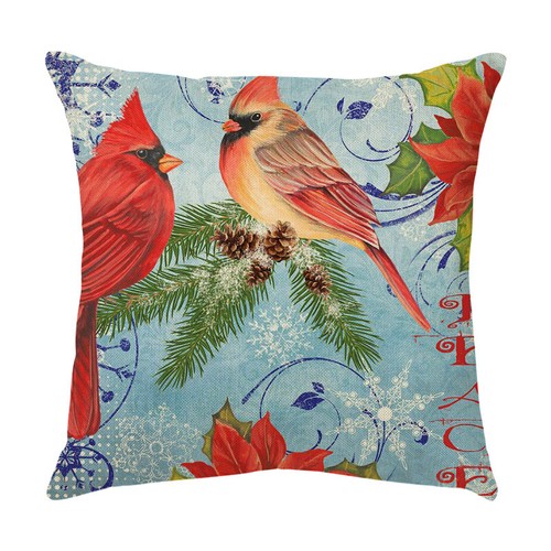Cardinal Snow Branch Pillow Cover Winter Robin Bird Christmas Holly Cushion Case - Picture 51 of 88