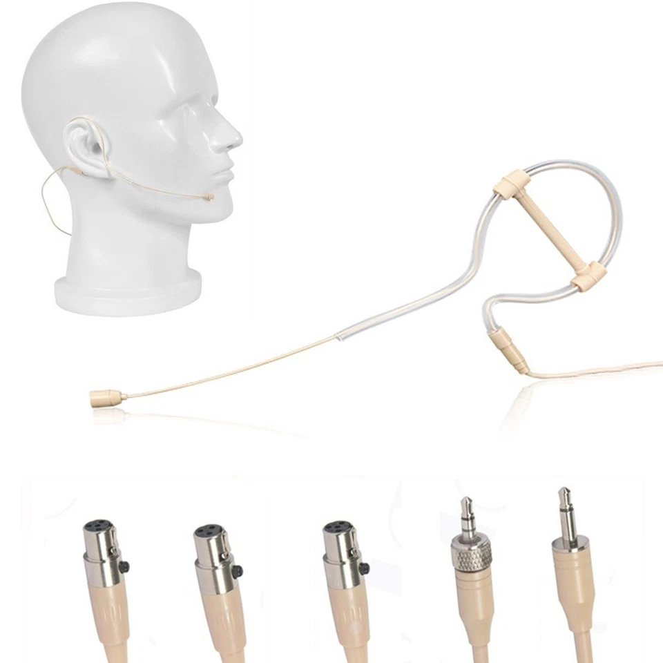 Beige Single Earhook Headset Mic-Headworn Microphone 3.5mm 3 Pin 4 Pin XLR-Plug - Image 4 of 4