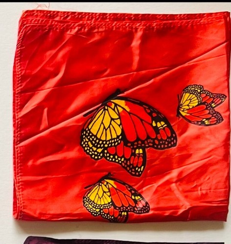 Butterfly Print 🦋 Bandana Handkerchief(21"X21")Satin Silky Scarf Flowy Fabric - Picture 15 of 19