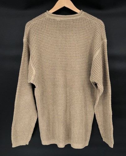 Vintage Rue 21 Beige V-Neck Sweater With Black Stripes Men XL Ramie Grandpa y2k - Picture 3 of 6