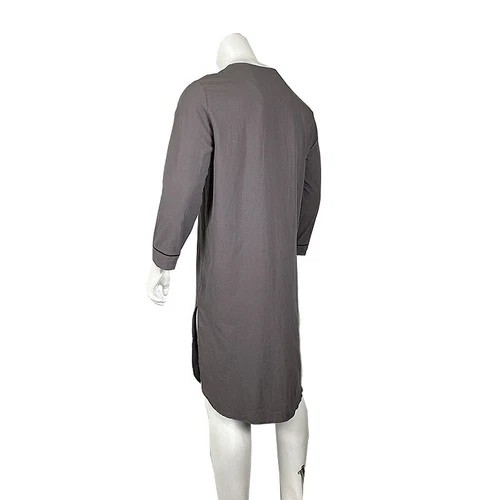 Herren Baumwolle Nachthemd Langarm Locker Lang Schlafshirt Pyjama Nachtwäsche Kleid - Bild 24 von 41