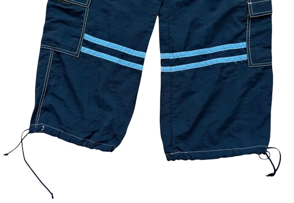 Pantalones De Colección Y2K Buggirl Rave Talla Pequeña Paracaídas Carga Sueltos Azul Oscuro Patinador Bolsillo Foto 3 de 4