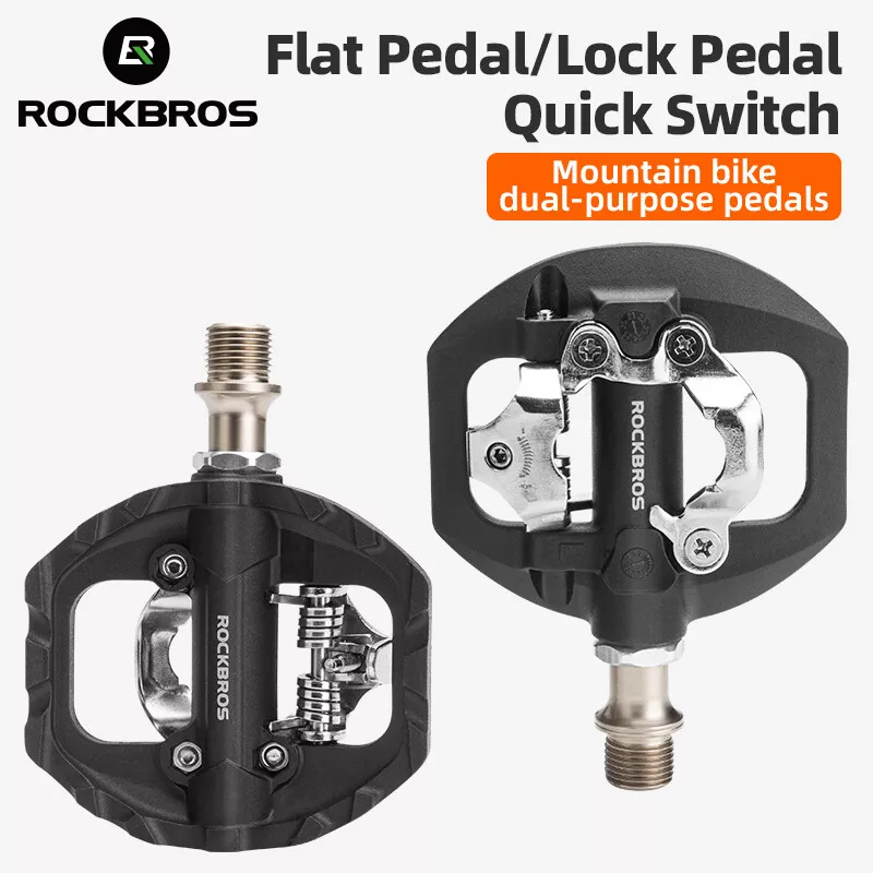 ROCKBROS Bicycle Flat Pedals Non Slip Bike Lock Pedals SPD Cleats
