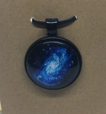 Galaxy Round Glass Dome Cabochons 1" Black Bezel Pendant New Free Ship 536