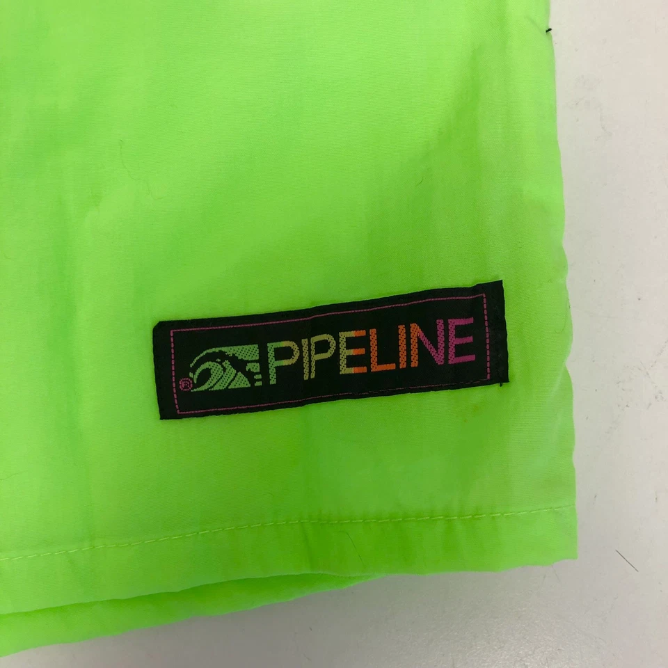 Vtg 80 90's Pipeline Surfer NEON Green Nylon SURF Board Shorts Beach Swim Trunks - Image 4 of 4