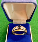 Amsterdam 750/18k Yellow Gold Sapphire Diamond Ring (Size: 8 /18.5mm) 3.7 g. VGC — photo 2