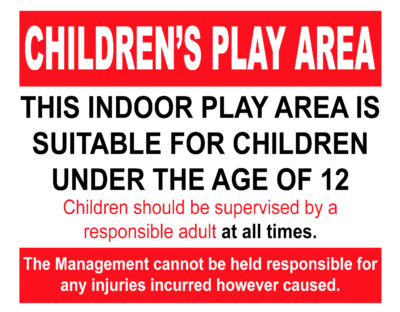 Kinderspielplatz beaufsichtigter Hinweis Foamex Hart PVC Schild oder Aufkleber Abziehbild