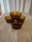 Set Of 4 Vintage Amber Brown Anchor Hocking Custard Dishes