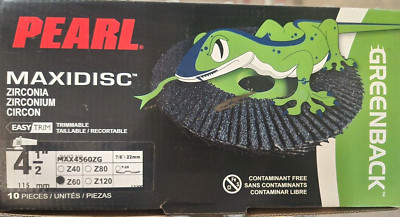 PEARL MAX4560ZG 4-1/2''X7/8'' T29 Z60 GREEBACK MAXDISC FLAP DISC TRIMMABLE 10/BOX
