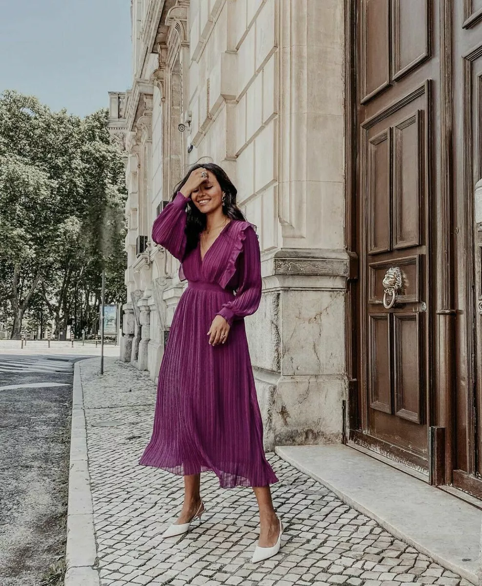 purple midi dress