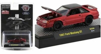 1987 FORD MUSTANG GT CANDY RED & BLACK LTD 1/64 DIECAST MODEL CAR M2 31500-MJS30