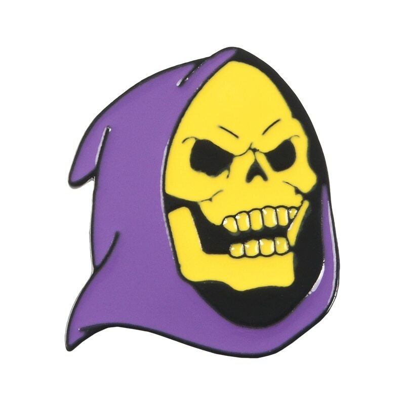80's Skeletor purple hood He-Man Live Laugh Love parody Enamel Brooches Pins