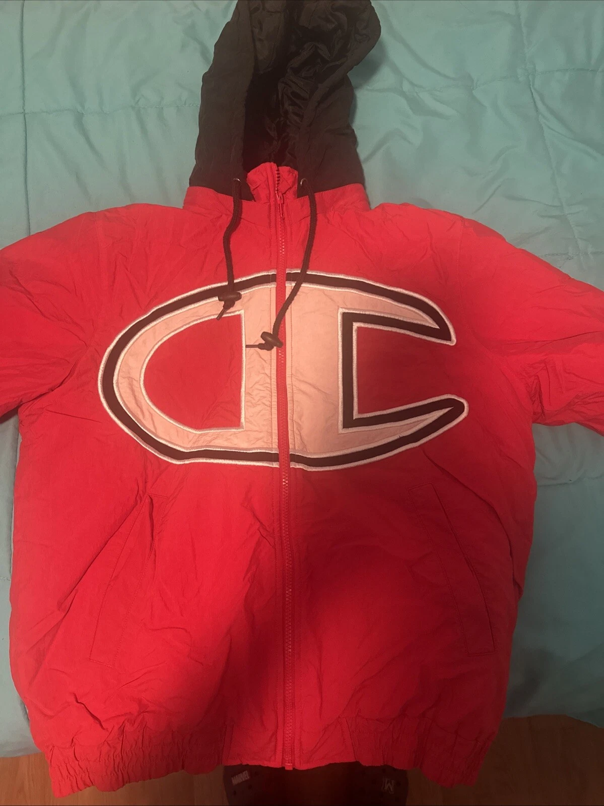 Veste bouffante Supreme x Champion noir/rouge