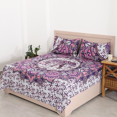 Elephant Mandala 100% Cotton Sheet Set Queen Size Bed Sheets With Pillowcases