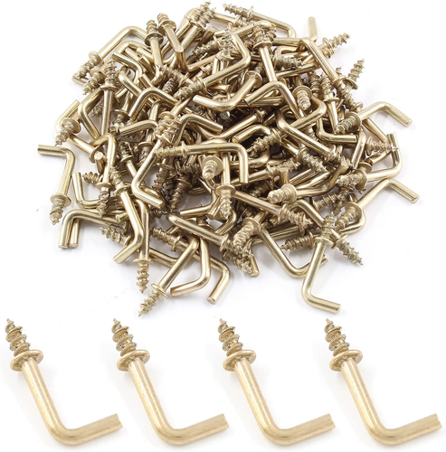 150Pcs Tiny L Hooks for Hanging, Mini Right Angle Screw Hooks 1/2 Inch Square Be - Picture 9 of 12