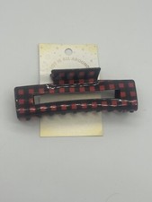 Hair Clip Claw Acrylic Plaid Red/Black Large New