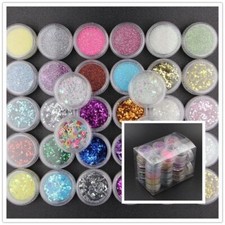 34PCS/SET NailArt Glitter Sequins Set Light Therapy Manicure DIY Glitter Sequins