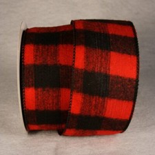 Red Black Buffalo Plaid Ribbon 5 Yards Christmas 2 1/2" Wired 80905