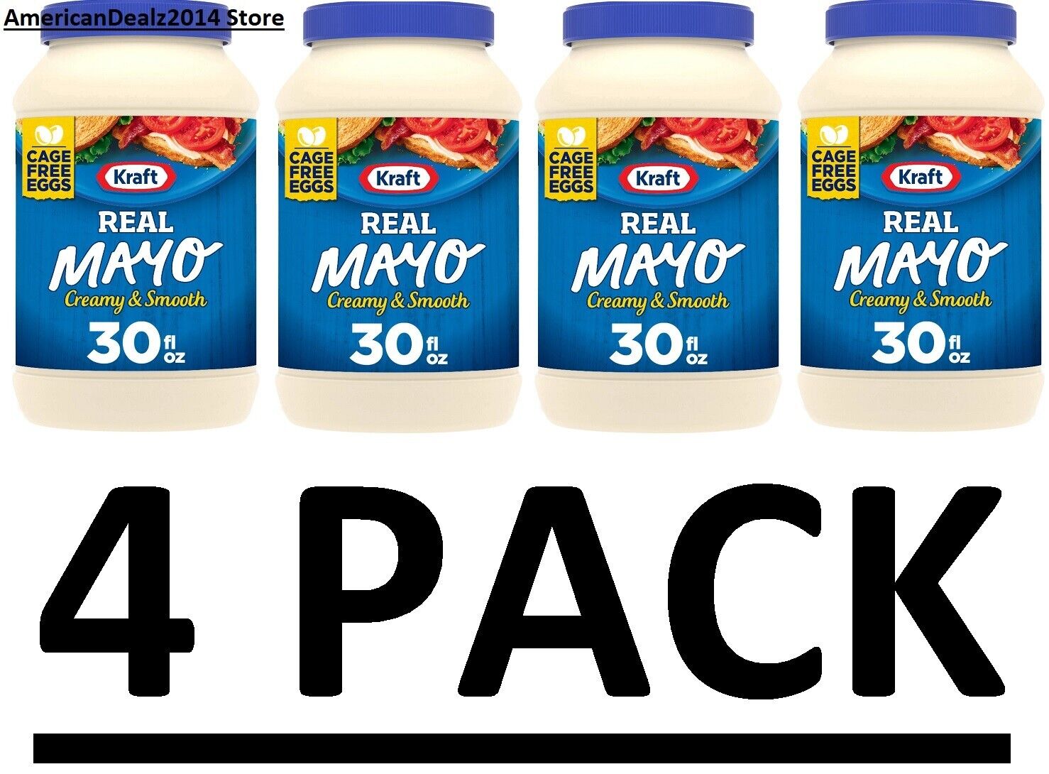 4 PACK - Kraft Creamy and Smooth Real Mayo With Cage Free Eggs 30 oz FRESH