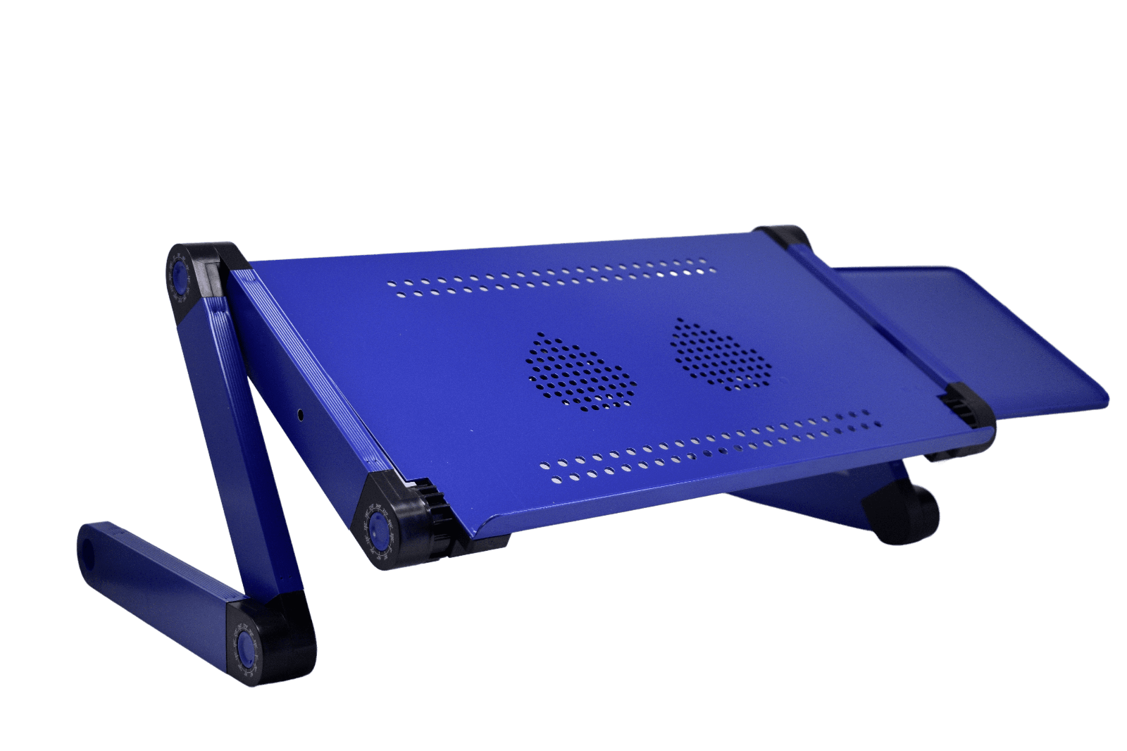 Laptop Stand Adjustable with Built-In Fan Mouse Pad Portable Lightweight Blue-image