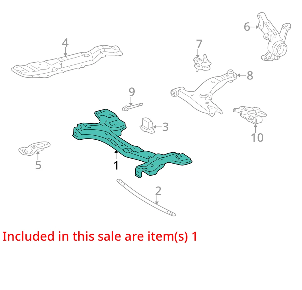 1995-2002 Toyota Corolla E110 front suspension crossmember subframe complete set - Изображение 3 из 4
