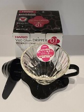 Hario V60 VDG-01-B Glass Coffee Dripper Black & Transparent Size 01 For 1-2 Cups