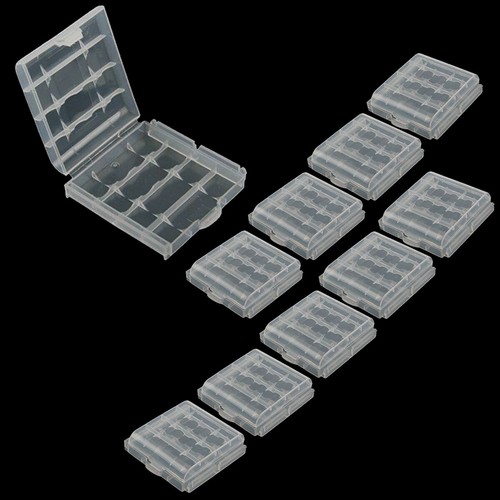 10Pcs Clear Hard Plastic Case Holder Storage Box For Rechargeable AA AAA Battery - Afbeelding 1 van 8