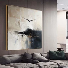 black Home Decor Handmade Abstract Oil Painting on canvsa Living Room white