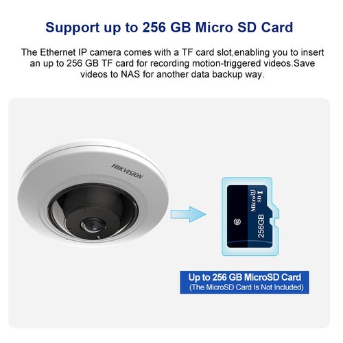 Hikvision DS-2CD2955G0-ISU 5MP Fixed 180° Fisheye Netzwerkkamera + Deckenhalterung - Bild 3 von 12